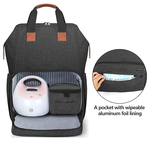 Miniatura 2 de LUXJA Bolsa para extractor de leche con compartimentos para bolsa enfriadora y laptop, mochila para extractor de leche con 2 opciones de uso (se