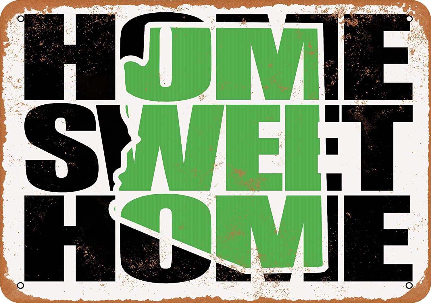Home Sweet Home Arizona Green Vintage Look Novelty Metal Sign for Home 8 x 12 Tin Sign Man Cave