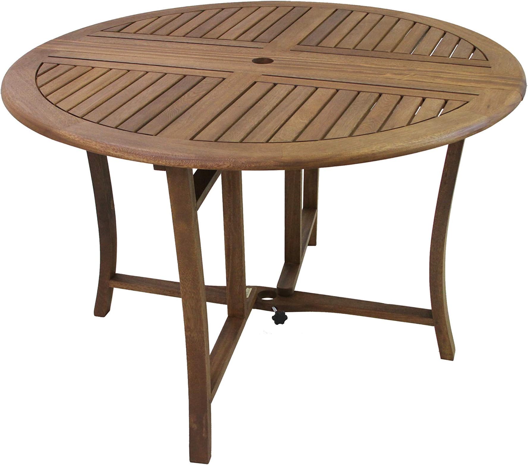 Outdoor Interiors Round Folding Table, 48-Inch, Brown