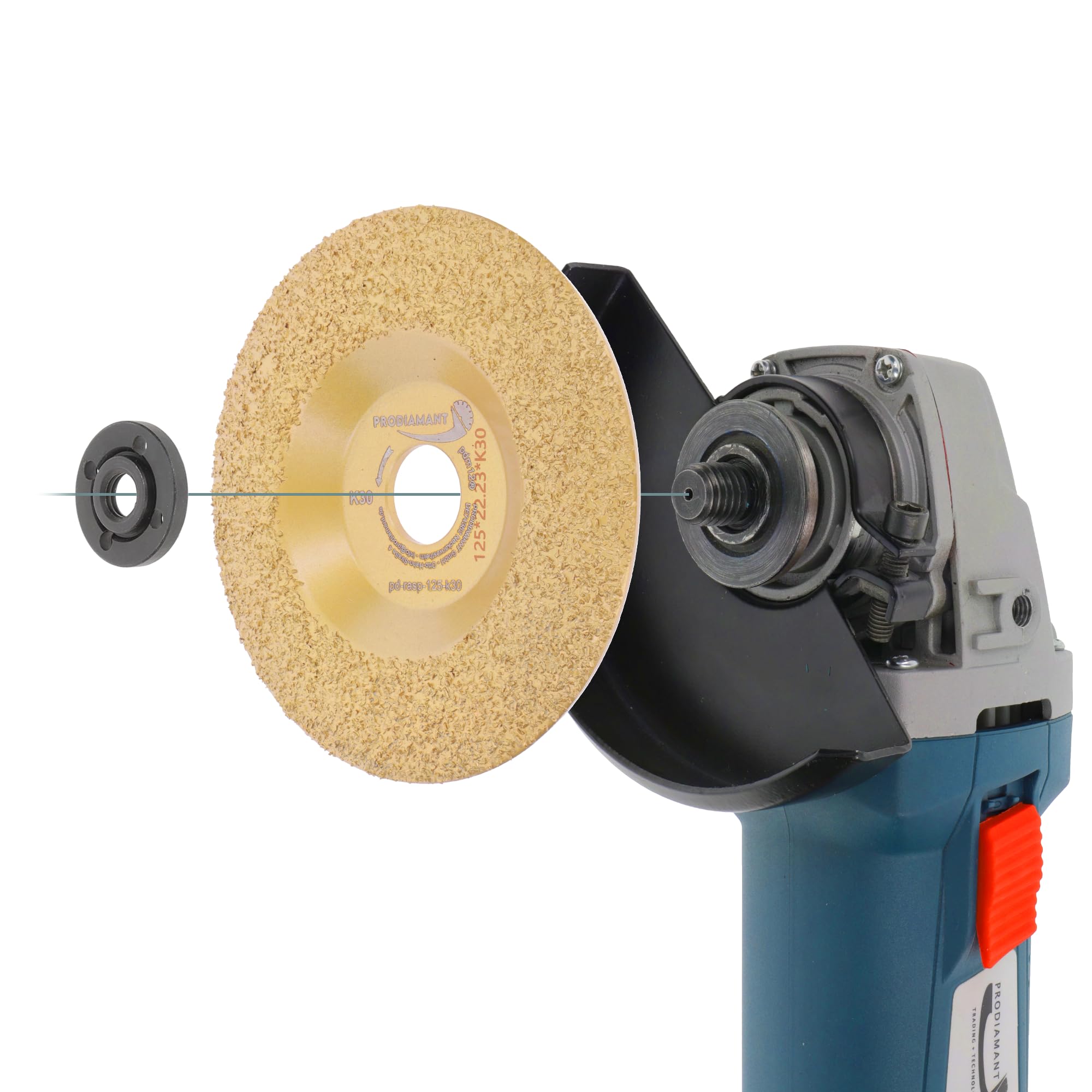 PRODIAMANT Disque à râper Ø 125 mm x 22,23 mm, K30 – Disque abrasif fin en carbure de tungstène pour meuleuse d’angle, idéal pour le meulage, le façonnage et la finition de surface