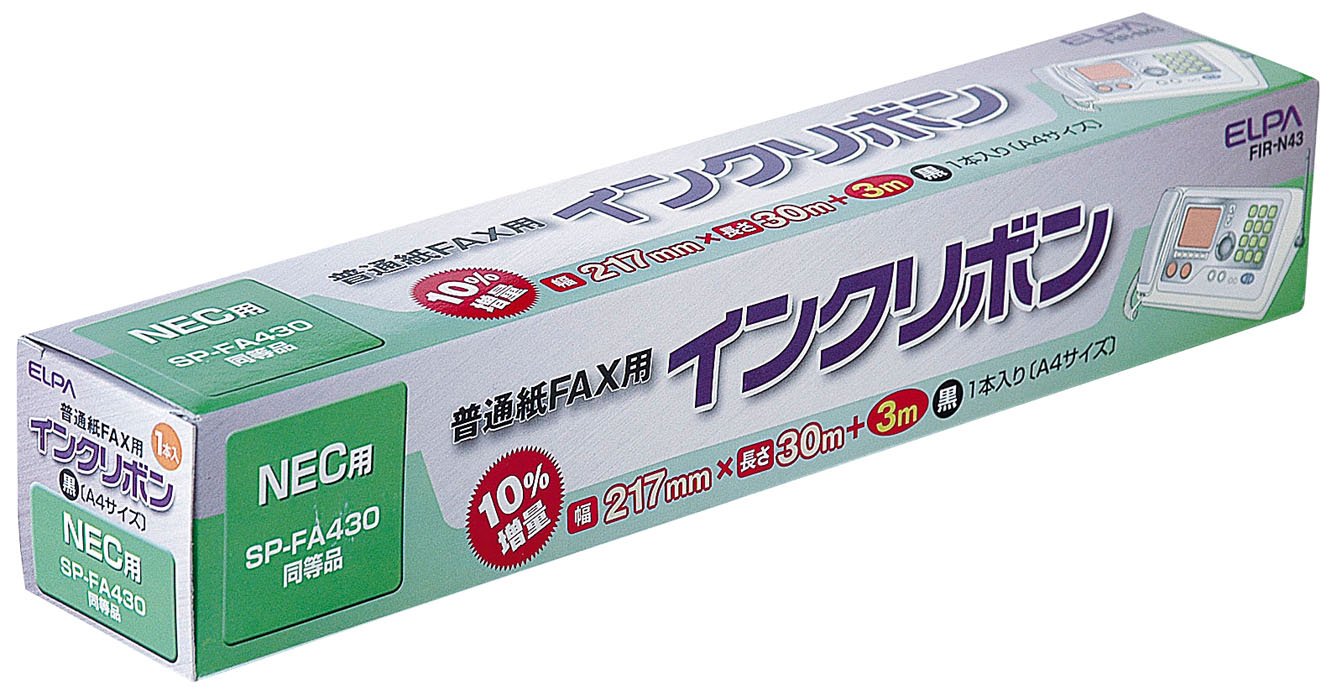 Amazon.co.jp: エルパ (ELPA) FAXインクリボン インクカートリッジ A4