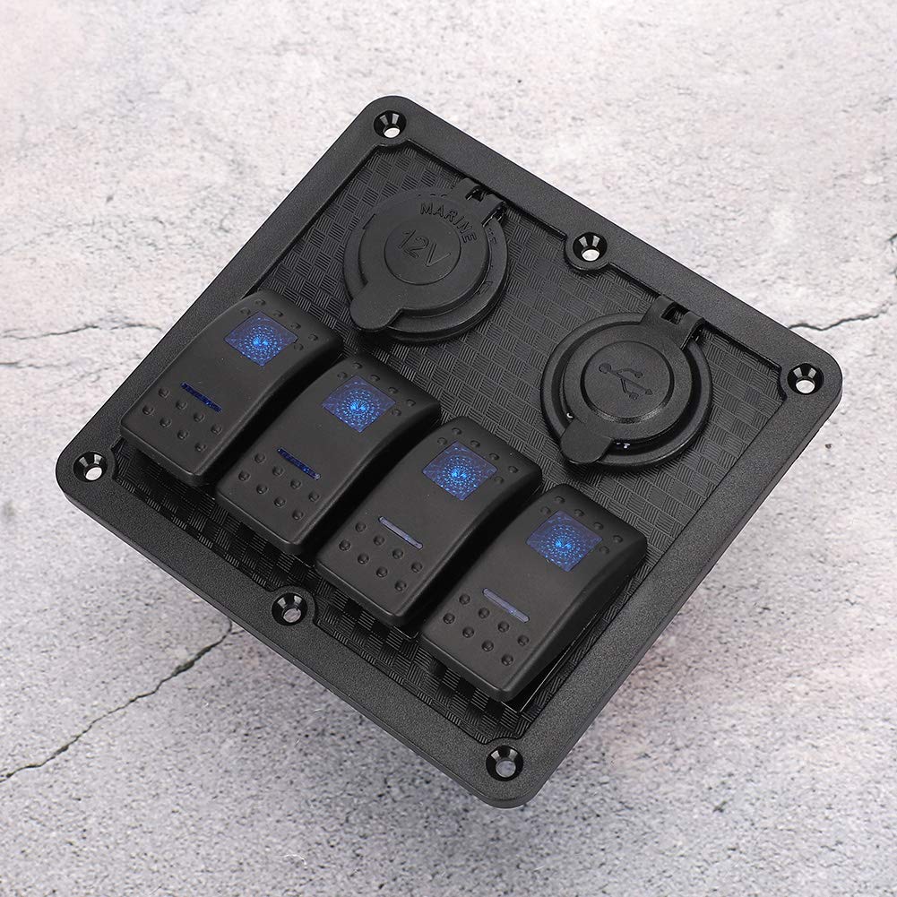 Pannello interruttori a bilanciere 12V 24V 4 gang IP65 impermeabile con presa accendisigari 2 USB per barca auto Pannello interruttori a bilanciere Interruttore a bilanciere a 4 gang IP65 Imperme N5o7