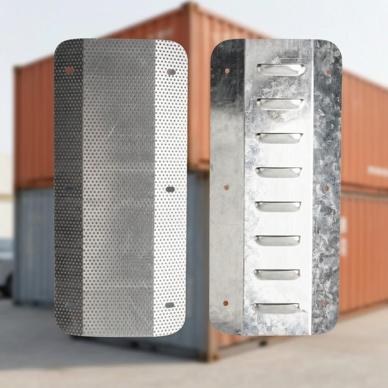 4 Stück Lüftungsabdeckung mit Gitter | Inklusive passendem Befestigungsmaterial, Containerlüfter, verzinkt, Abluftgitter, für Containerumbau