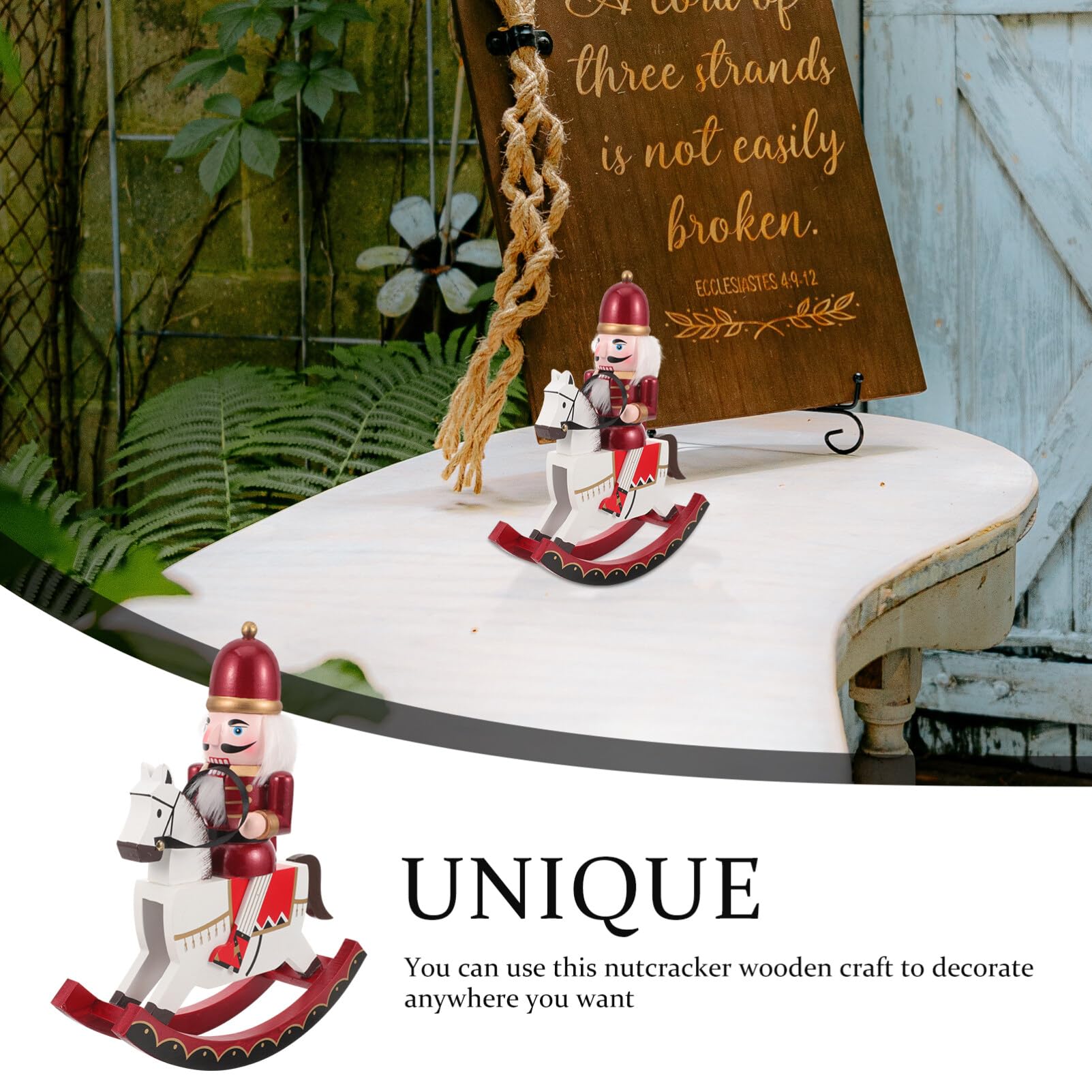 Figurine Casse-Noisette à Bascule Cheval Vert - Décoration De Noël Pour Table Et Sapin