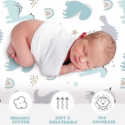 Miniatura 4 de Juego de 4 sábanas suaves para moisés de bebé, niños y niñas, de algodón suave, funda de moisés de animales, funda segura y cómoda para moisés