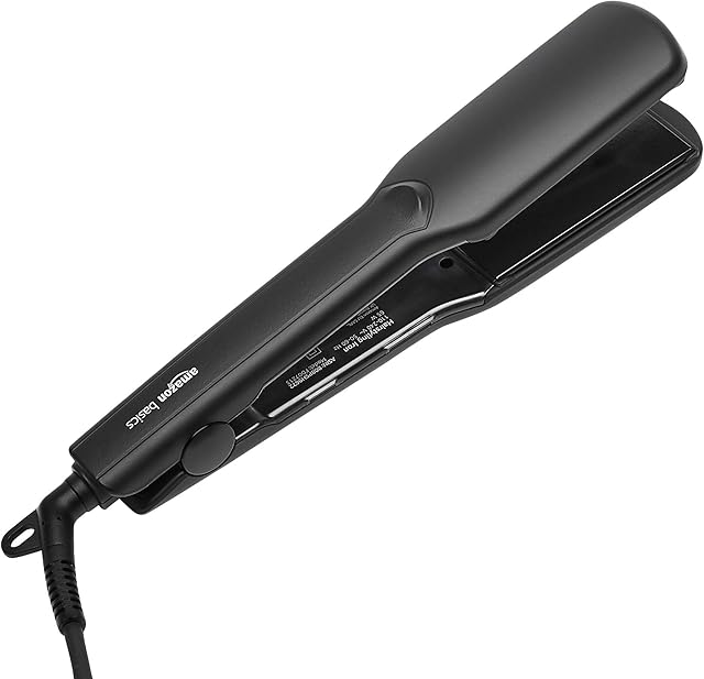 Amazon Basics PTC Tourmaline Ceramic Digital Hairstyling Iron with Auto Shut Off Function, 3.2 cm - Black