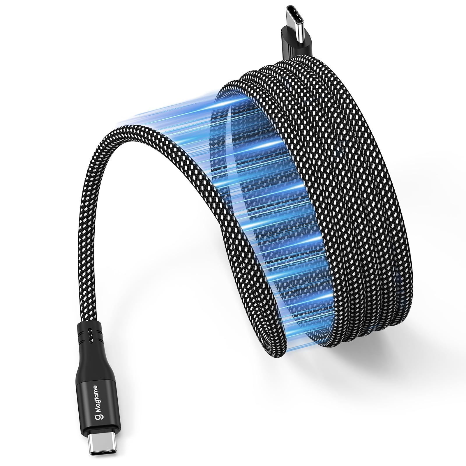 Magtame cavo magnetico USB C, bobina USB C a USB C cavo 60W (3A), cavo USB C retrattile 1.5M, Nylon intrecciato tipo C cavo di ricarica veloce compatibile con Phone 15, dispositivo USB C