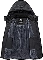 Vista 3 de ELLSWOS Chaqueta de esquí impermeable para hombre, abrigo de nieve cálido con capucha, rompevientos