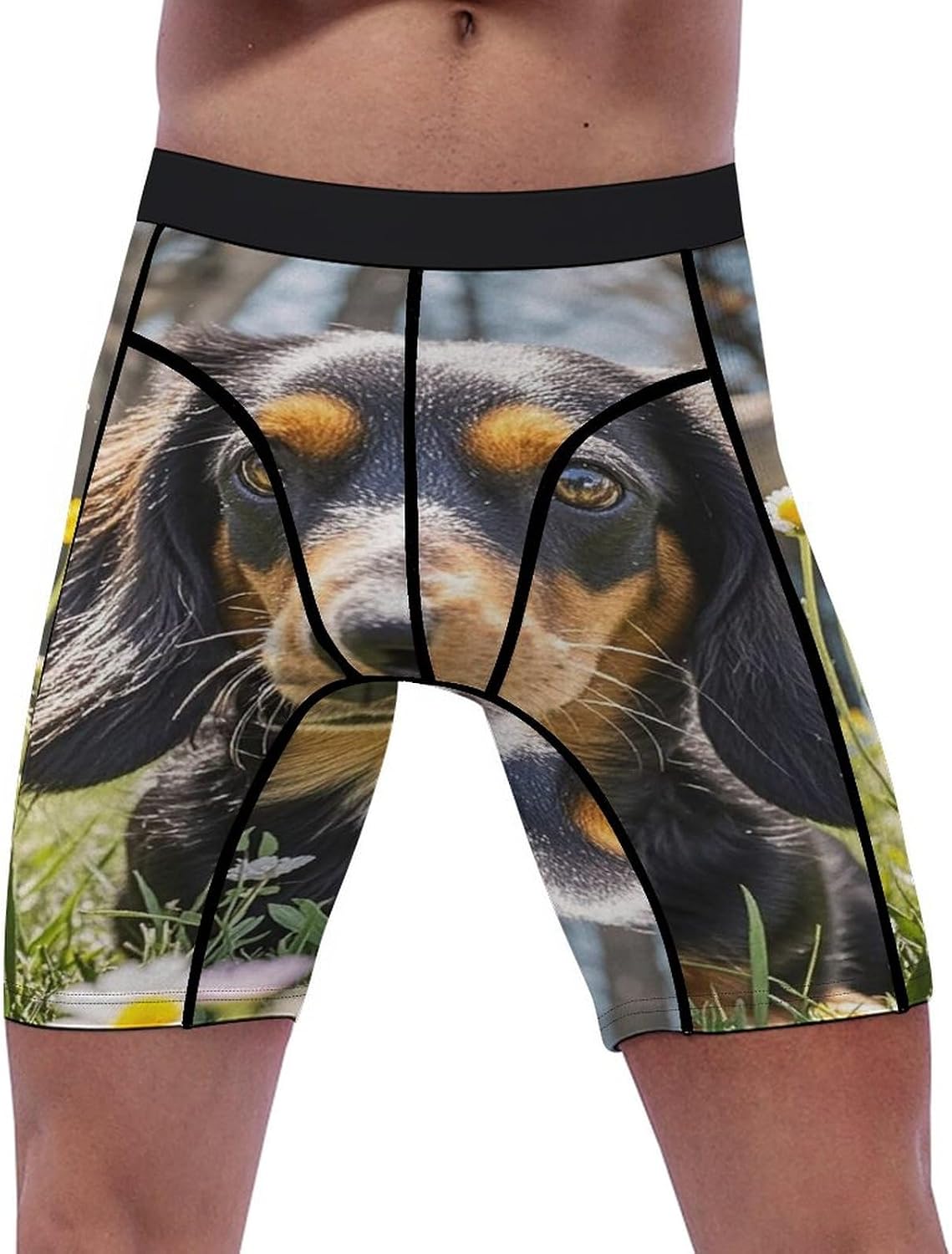 Cute Dachshund Compression Shorts Men Spandex Sport Shorts Workout Performance Baselayer Underwear