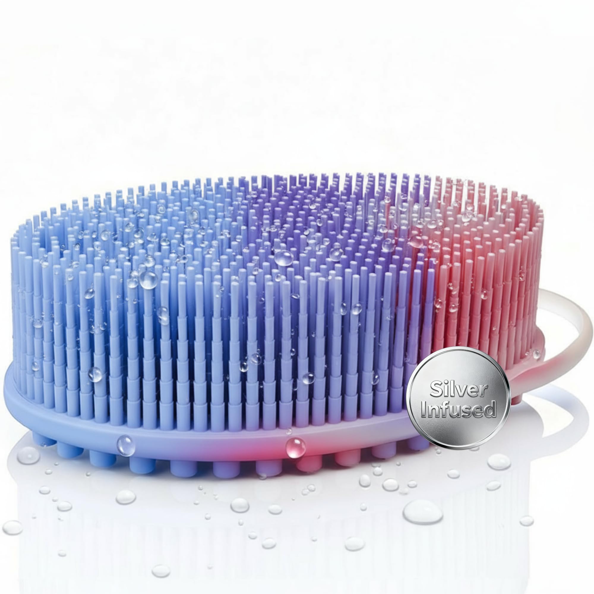 Avilana Silicone Exfoliating Body Scrubber – Dual-Sided Silicone Loofah for Shower, Body Scrubber for Men & Women, Gentle Loofa Alternative, Easy-to-Clean Silicone Body Scrubber (Marbled with Silver)