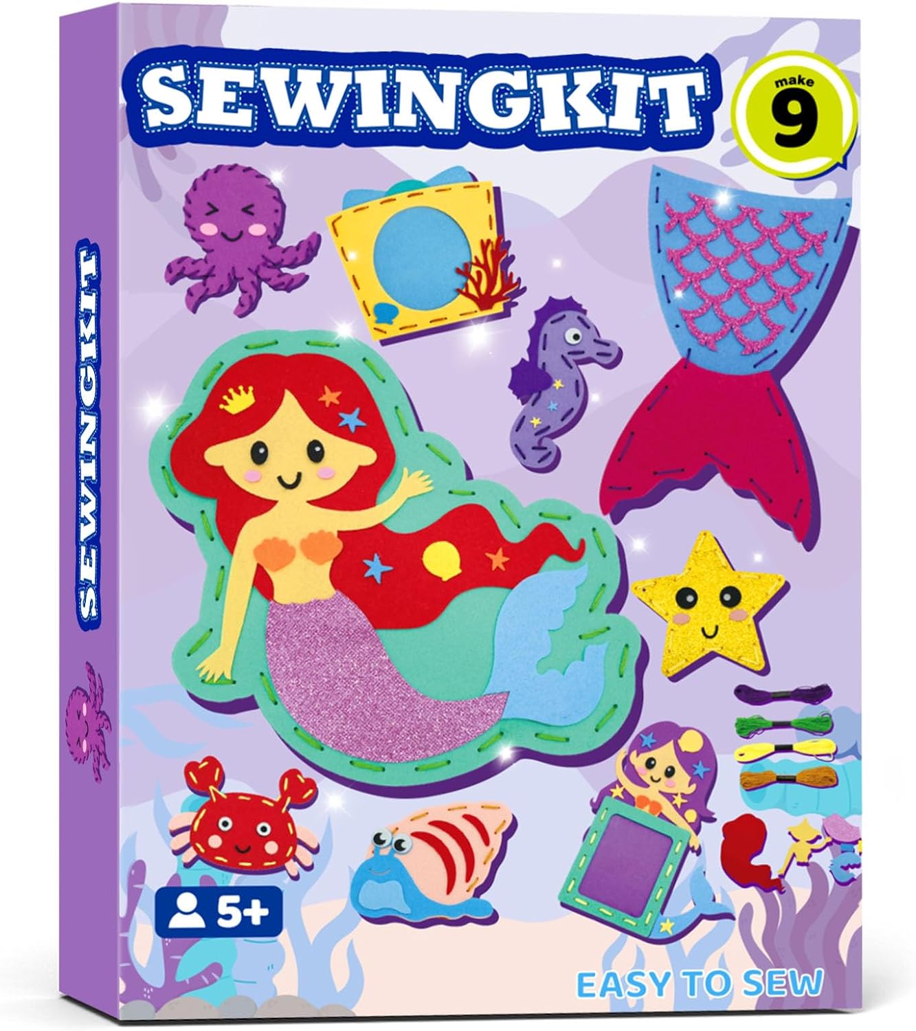 powerful xishan Mermaid Sewing Kit for Kids Ages 4-8| 9 Beginner Projects