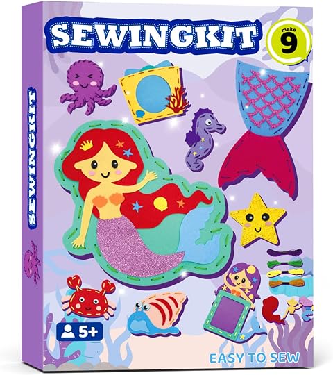 powerful xishan Mermaid Sewing Kit for Kids Ages 4-8| 9 Beginner Projects