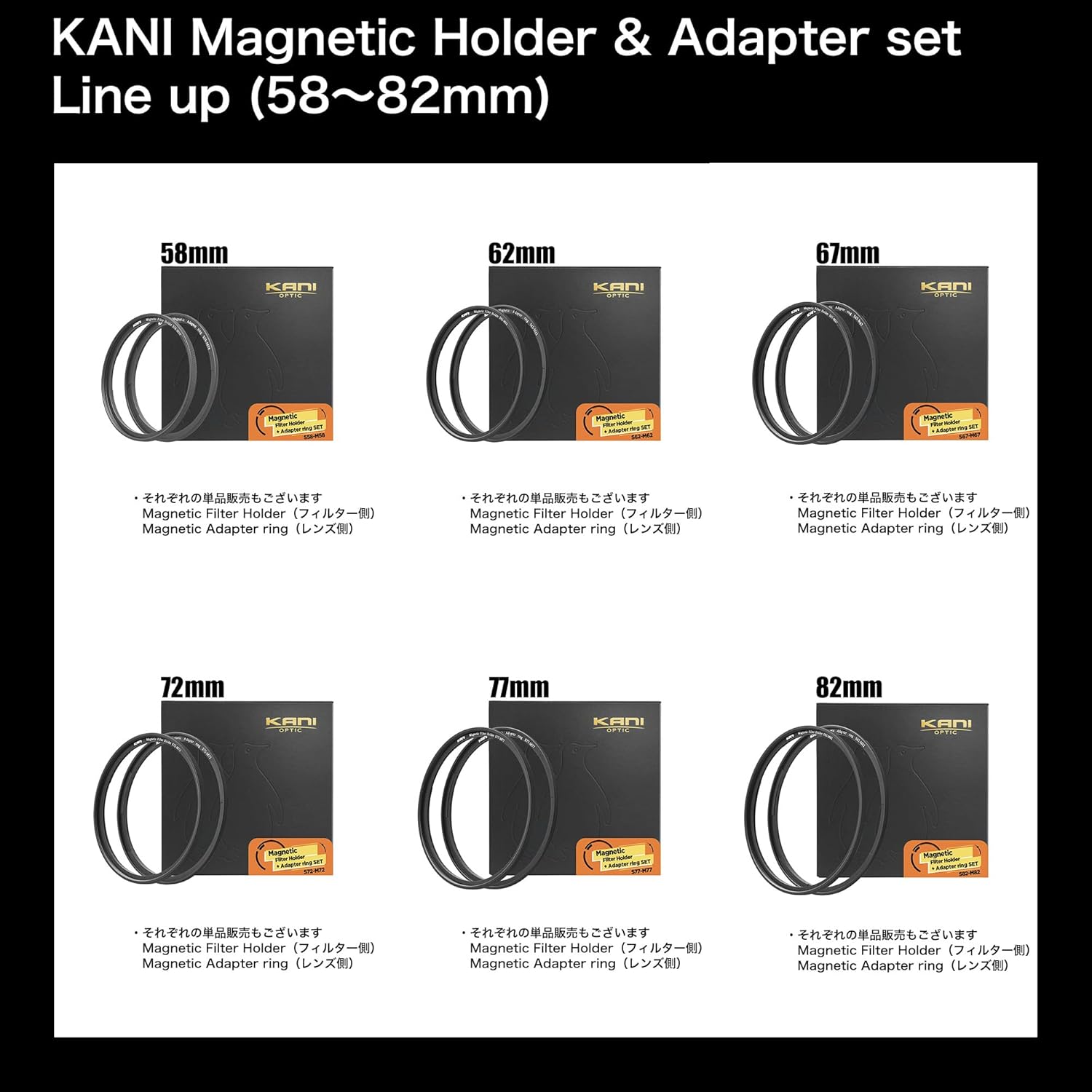 KANI 816764 Magnetic Quick Release Magnetic Adapter Ring S77-M77 Lens Side Single Item with Knurling Anti-Idling Mechanism Black Frame Filter Accessories Aluminum