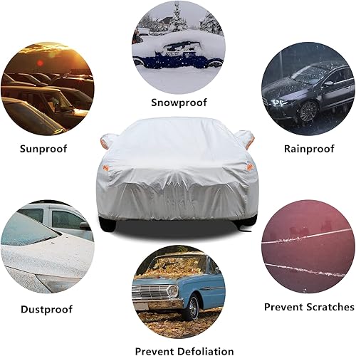 Miniatura 2 de Funda de automóvil de 2 capas impermeable para todo tipo de clima, fundas de automóvil para exteriores con puerta con cremallera, protección contra