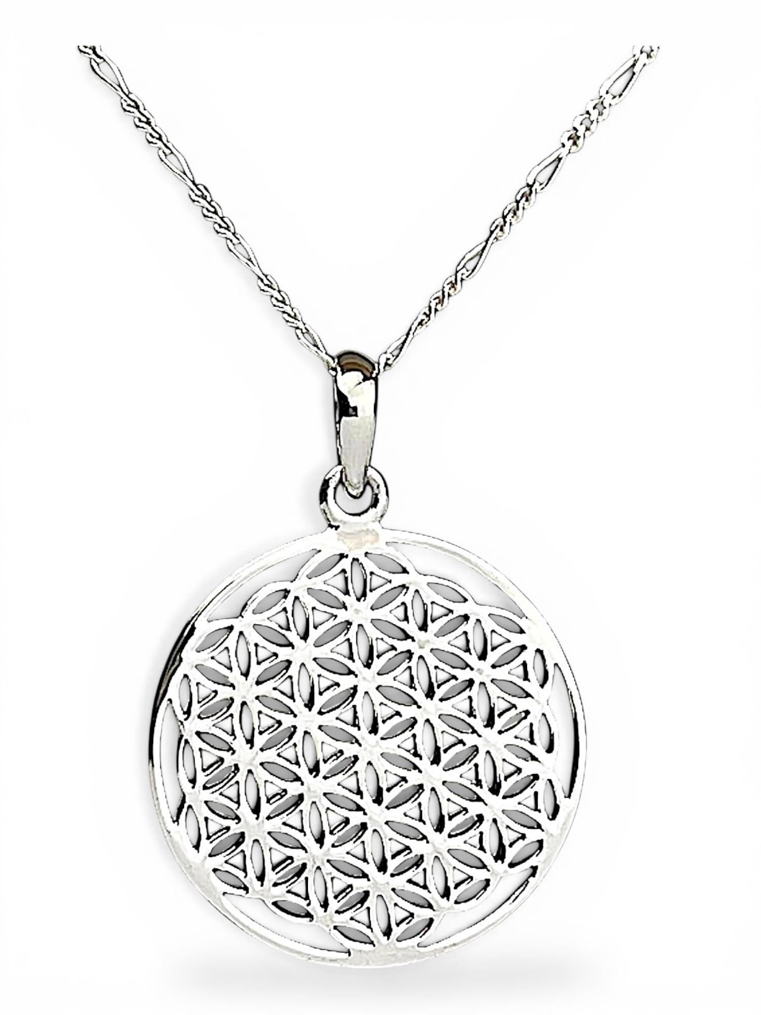 MadamLili - Blume des Lebens Halskette - 925 Sterling - Lebensblume Anhänger Heilige Geometrie Schmuck - Exklusive Schmuckbox