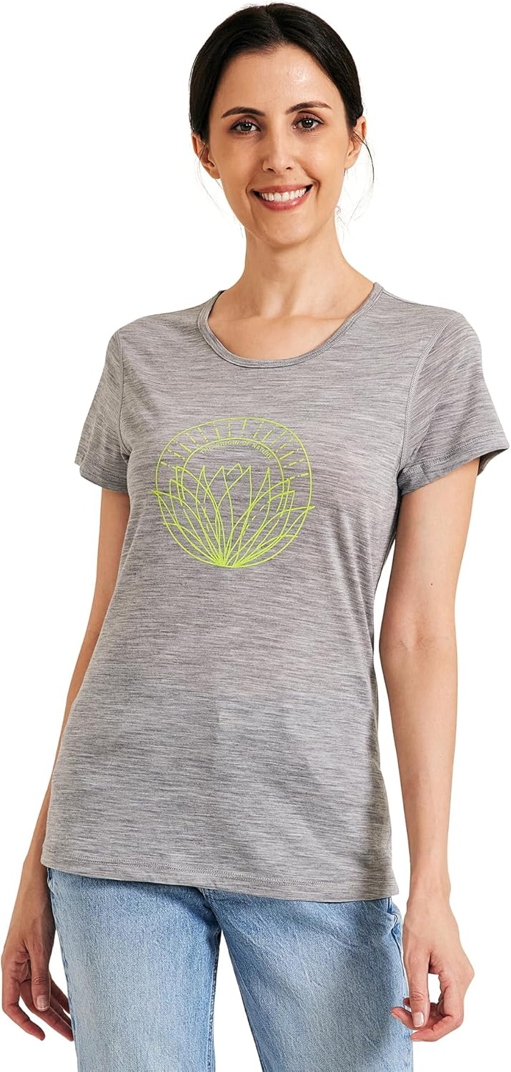 METARINO Merino Wool T-Shirt Women Short Sleeve Lightweight Crew Neck Base Layer Tee Shirt for Hiking,Sport