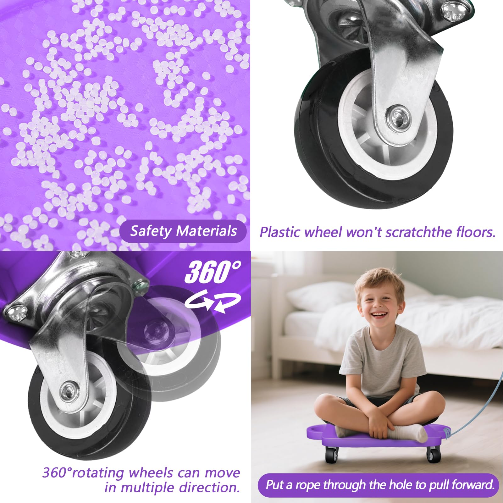Planche à roulettes pour enfants, planche d'équilibre, avec poignées et poulies, pour le sport des enfants à partir de 3 ans