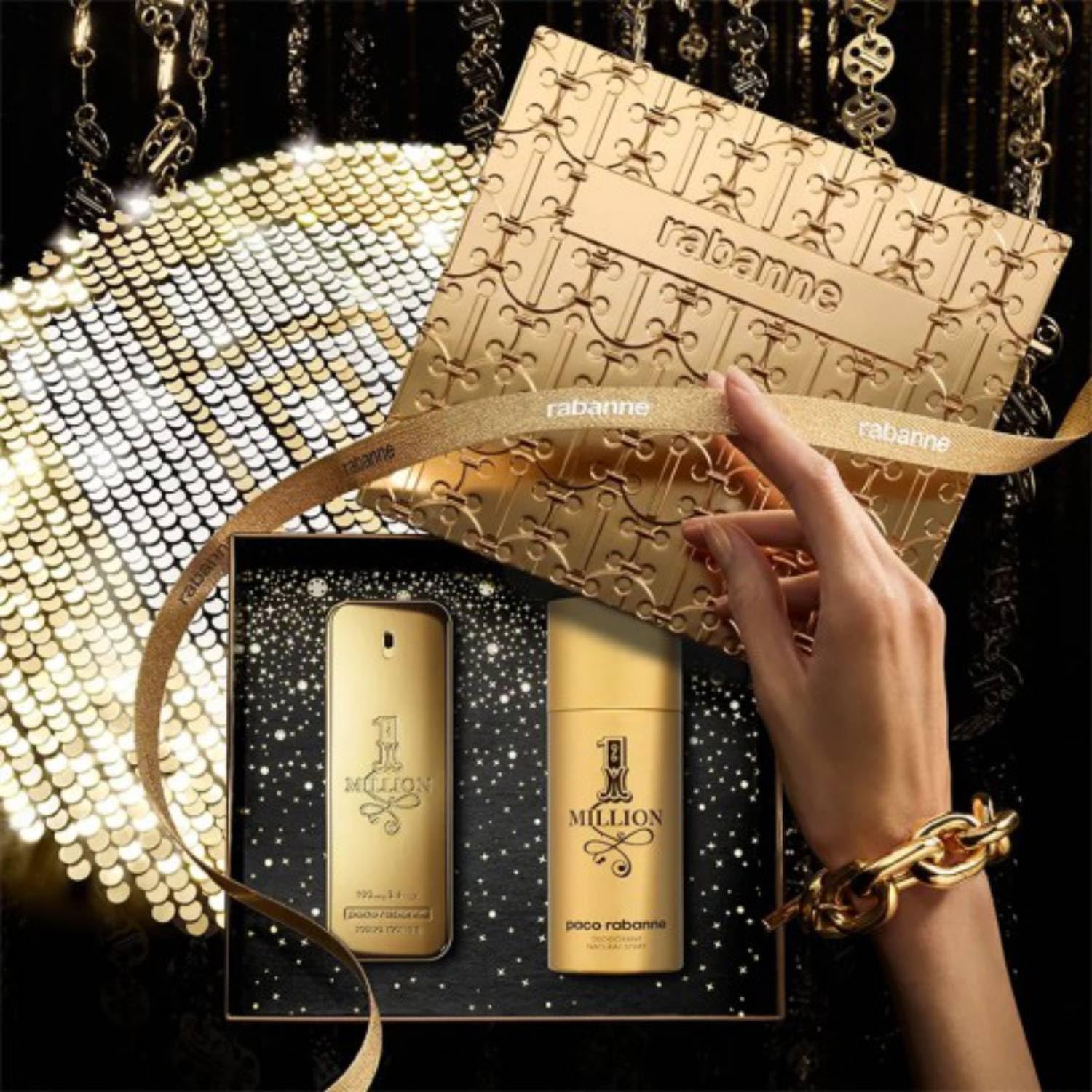 Conjunto de regalo Paco Rabanne 1 Million para hombres, Eau De Toilette en spray 100 ml y desodorante en spray 150 ml