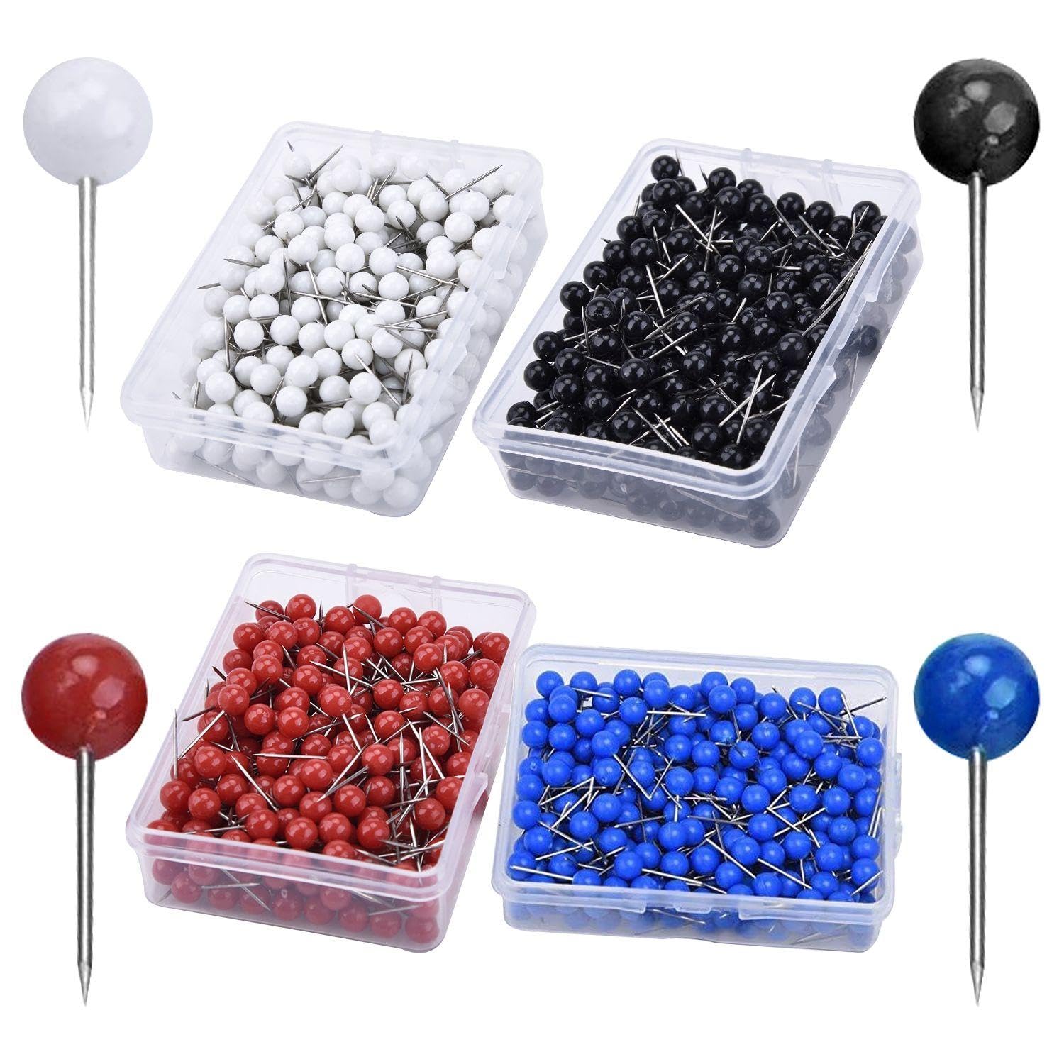 1, 200 Pieces Of Colorful Plastic Pins, Paper Tacks, Map Marker Push Pins, Bulletin Board Accessories