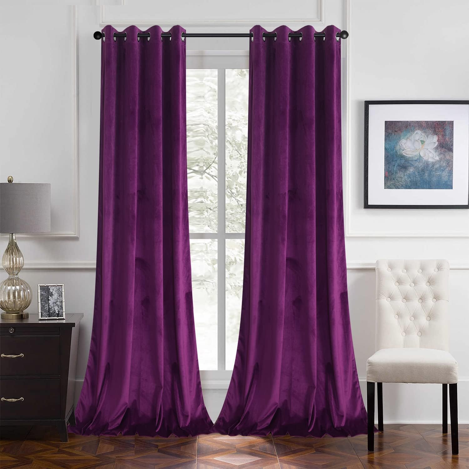 Roslynwood Purple Orchid Velvet Curtains 108 inches Long