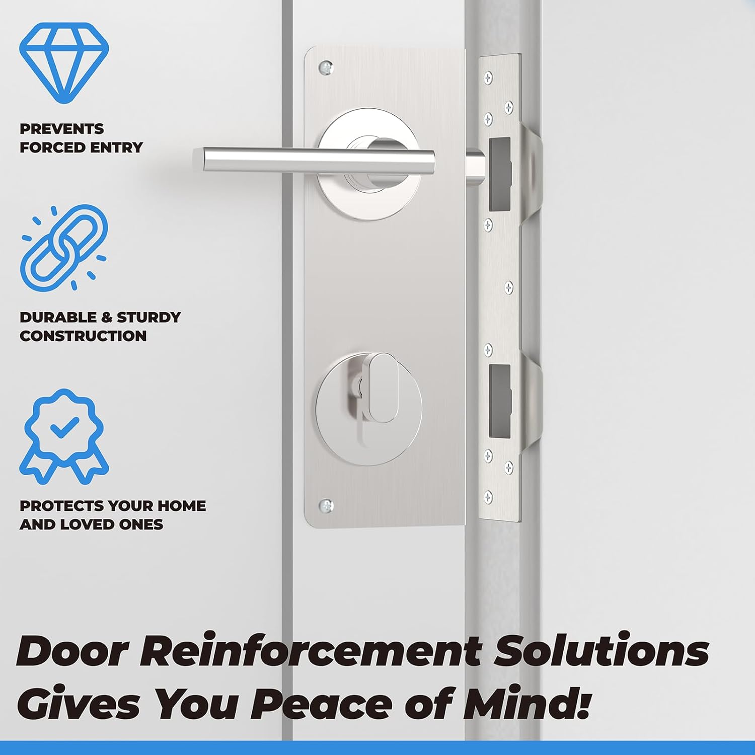 2 Pack U 10539 Door Reinforcement Plate (for 1-3/4" Thick Doors) + 2 Pack U 10385 Door Strike Plate (for 5-1/2” to 6” Hole) Combo Set for Reinforcing and Repairing Doors