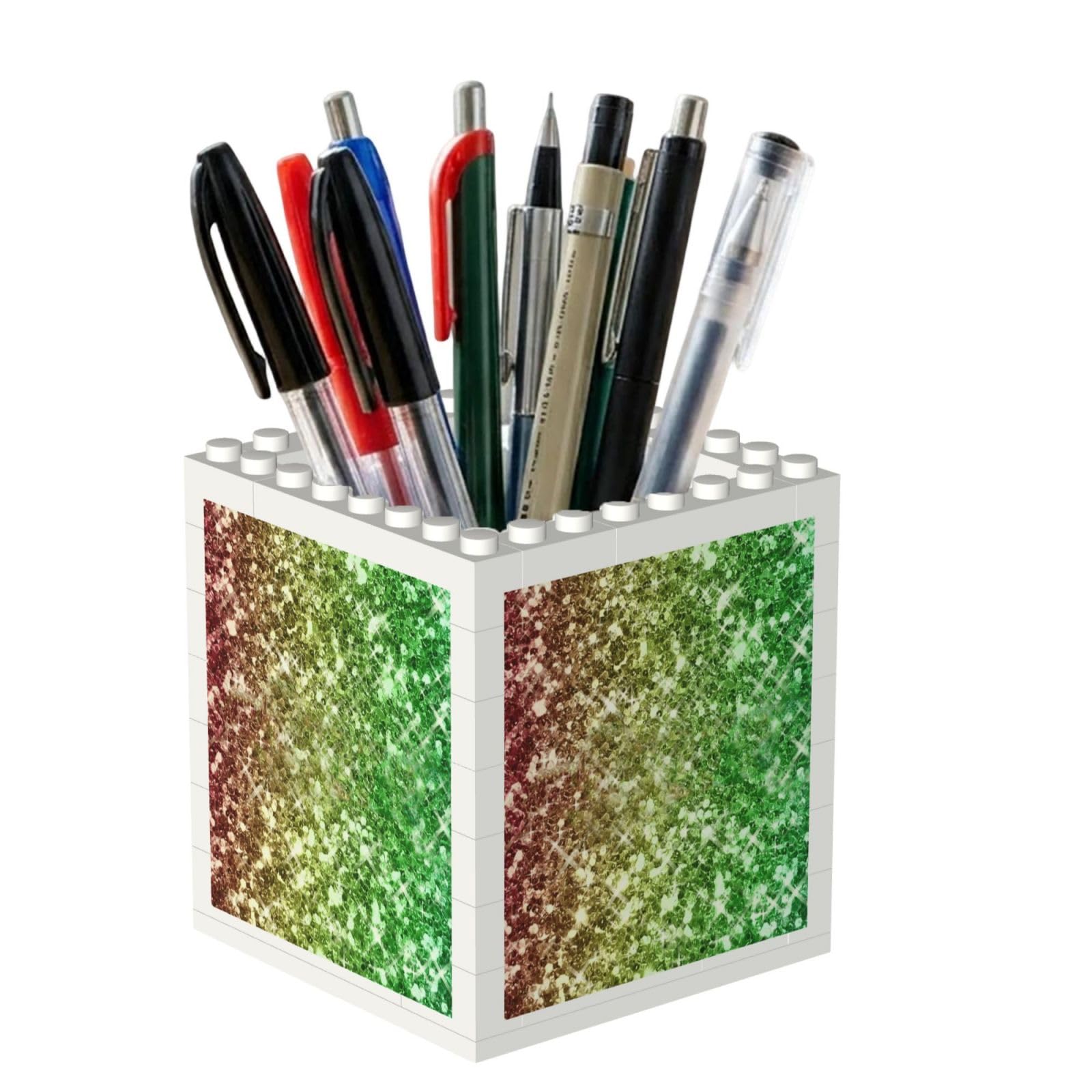 Poadnly Rainbow Glitter Sparkle, Pen Pot Pencil Holder for Office Home School, Compact Desk Organiser for Office Stationery