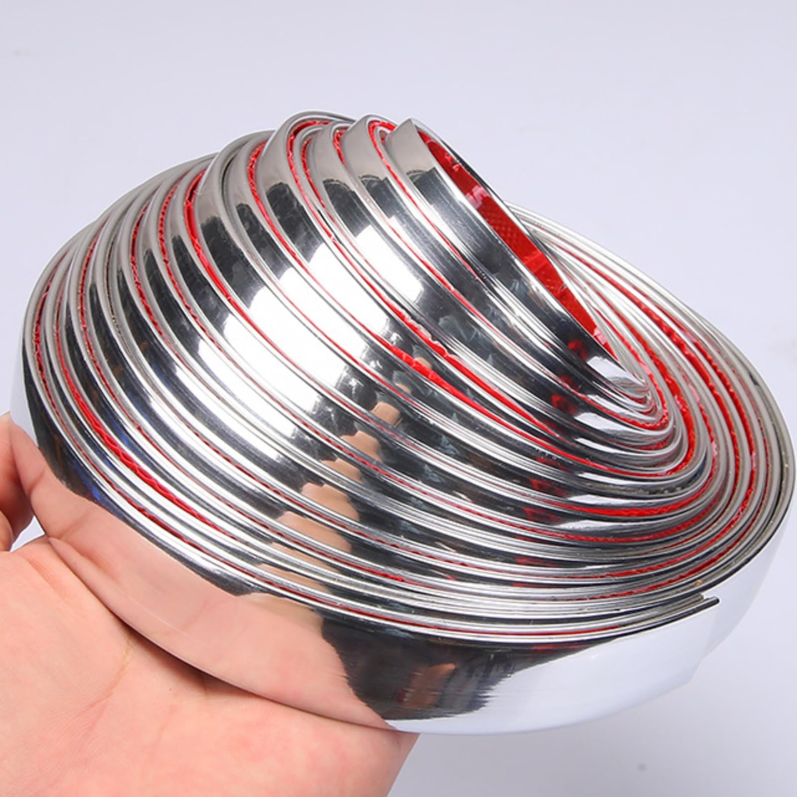 Flessibile Nastro Cromato per Auto, Strisce Autoadesive Argento 15mm 49.2Ft