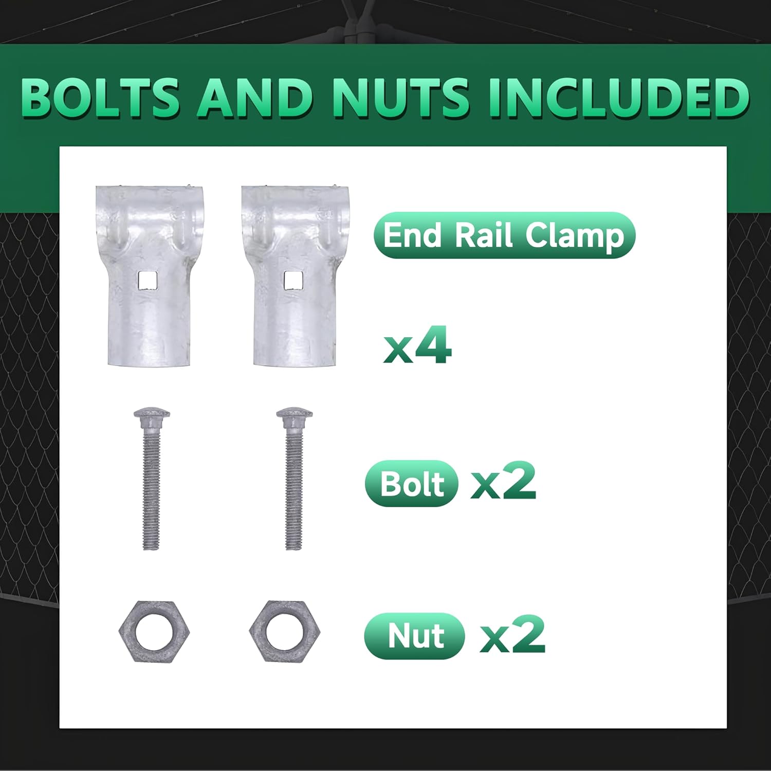 KINNAN 1-5/8" T Clamp for Chain Link Fence End Rail, Galvanized Steel, Includes Bolts & Nuts (2 Pcs)