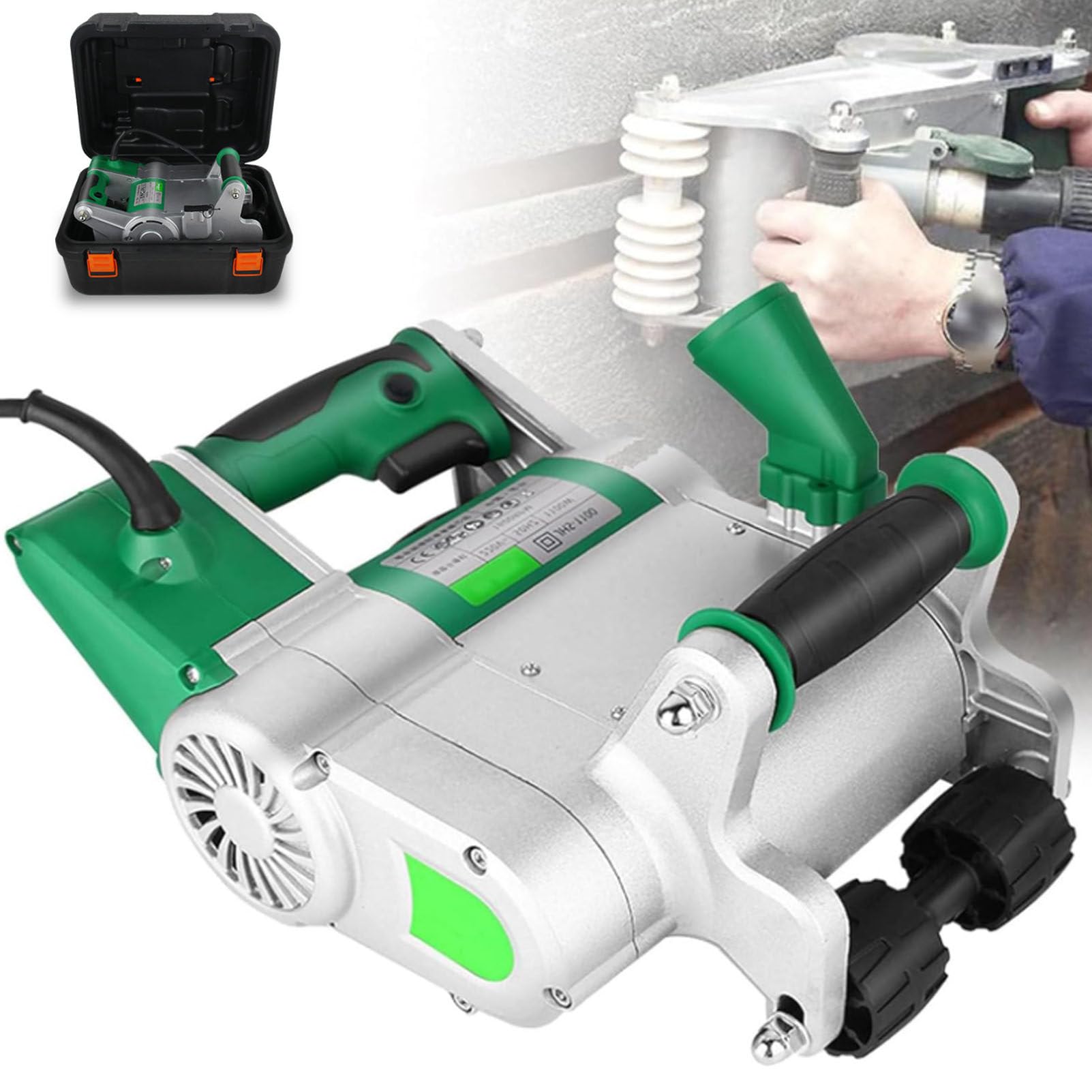 YXZQLOZ 220V electric wall cutter, handheld grooving machine, adjustable grooving depth 20-30mm,for brick walls, metal walls, and floor/wall grooving tools.