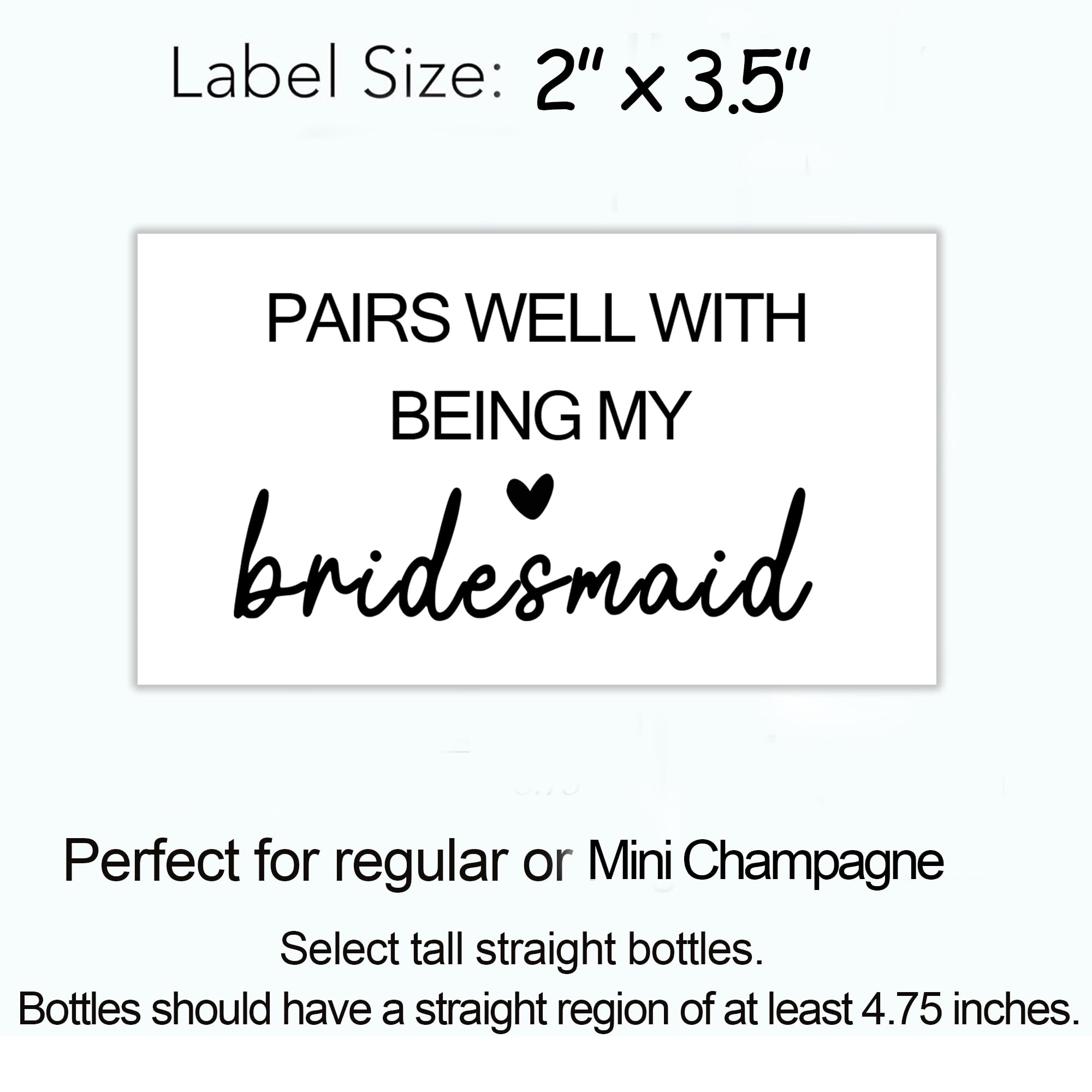 MKISHINE 16 Pcs Bridesmaid Proposal Gift Wine Bottle Labels Set, Bridesmaid Mini Champagne Labels, Bridal Party Groomsman Wine Stickers Bride Tribe Label, Maid of Honor Gifts for Friends, 2” x 3.5”