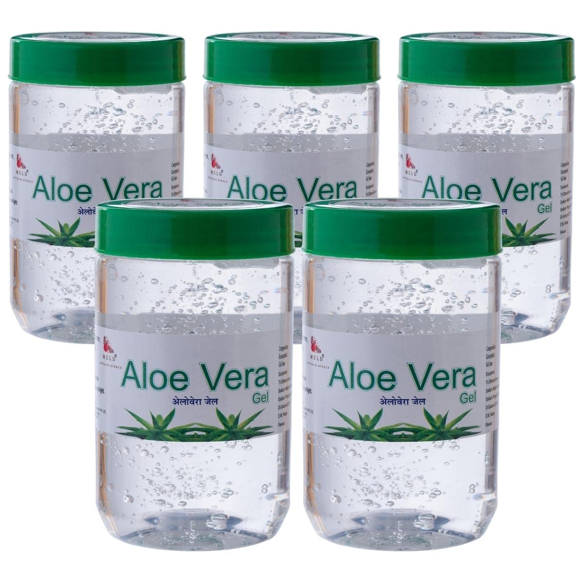 MELD wellness always Pure Ayurvedic Transparent Aloe Vera Gel - Combo Pack of 5 x 500gm