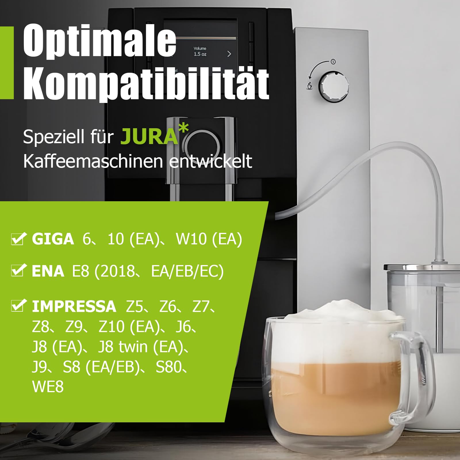 Ancable Manguera de leche para cafeteras automáticas Jura, 3 mangueras de leche resistentes al calor y 6 boquillas de conexión con cepillo de limpieza, compatible con máquinas automáticas Jura