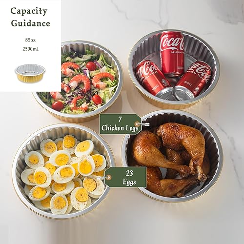 Miniatura 2 de Sartenes de papel de aluminio resistentes de 10 pulgadas con tapas (paquete de 5), 2 latas de papel de aluminio reutilizables más gruesas y