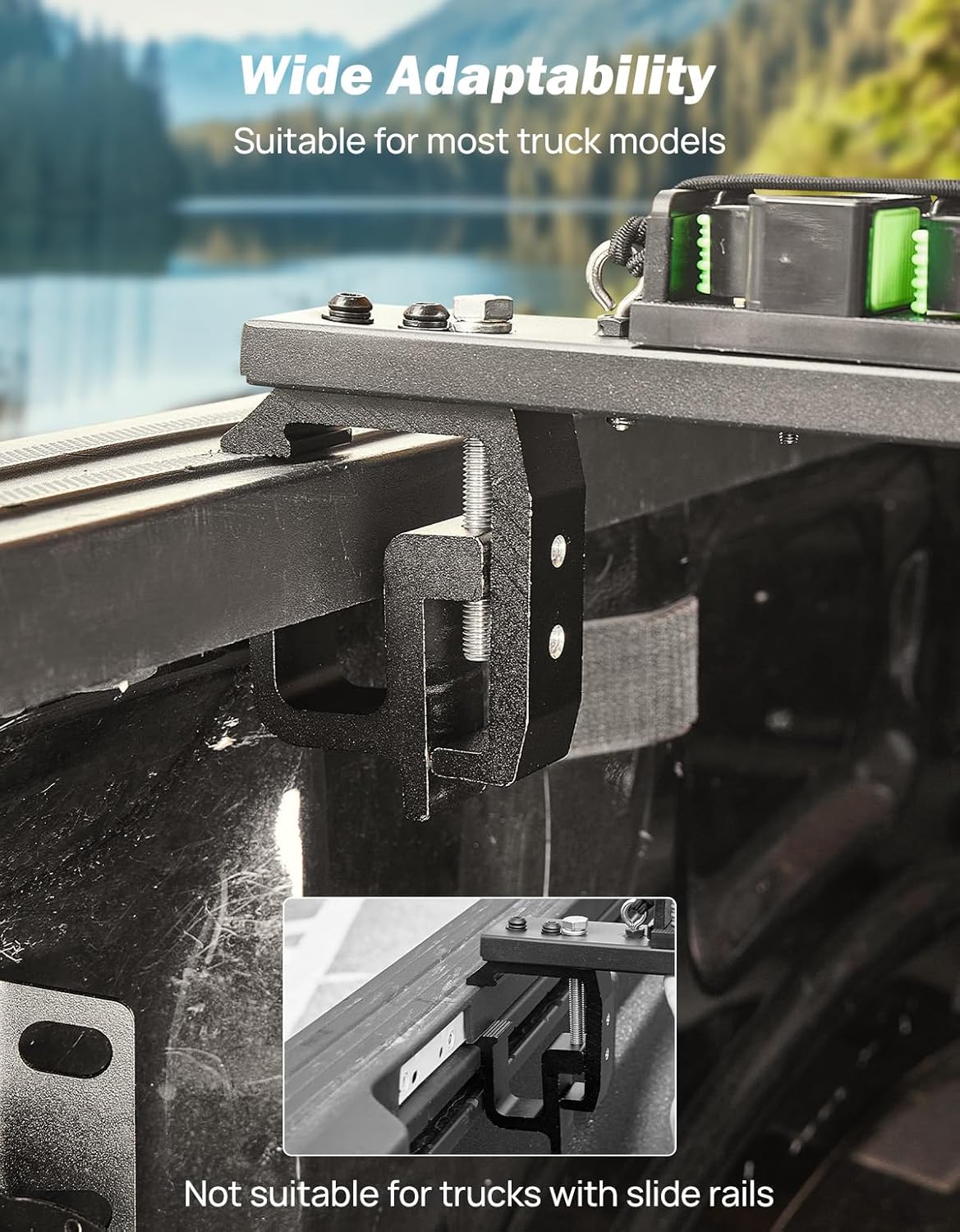 JOYTUTUS Truck Bed Fishing Rod Holder | 6-Rod Capacity | Secure Clamp-On Design | Fits Truck Bed & Boats | Horizontally or Vertically Place