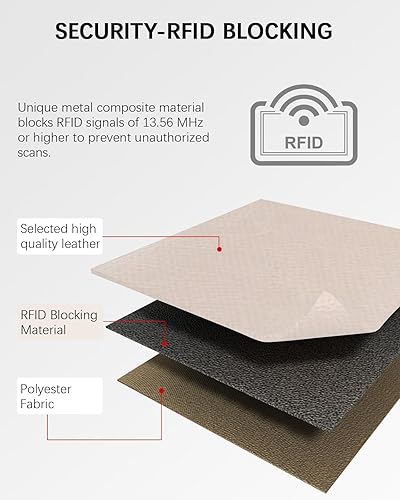 Vista 4 de BOSTANTEN Cartera pequeña para mujer, RFID, de piel, con bolsillo de cremallera, Beige