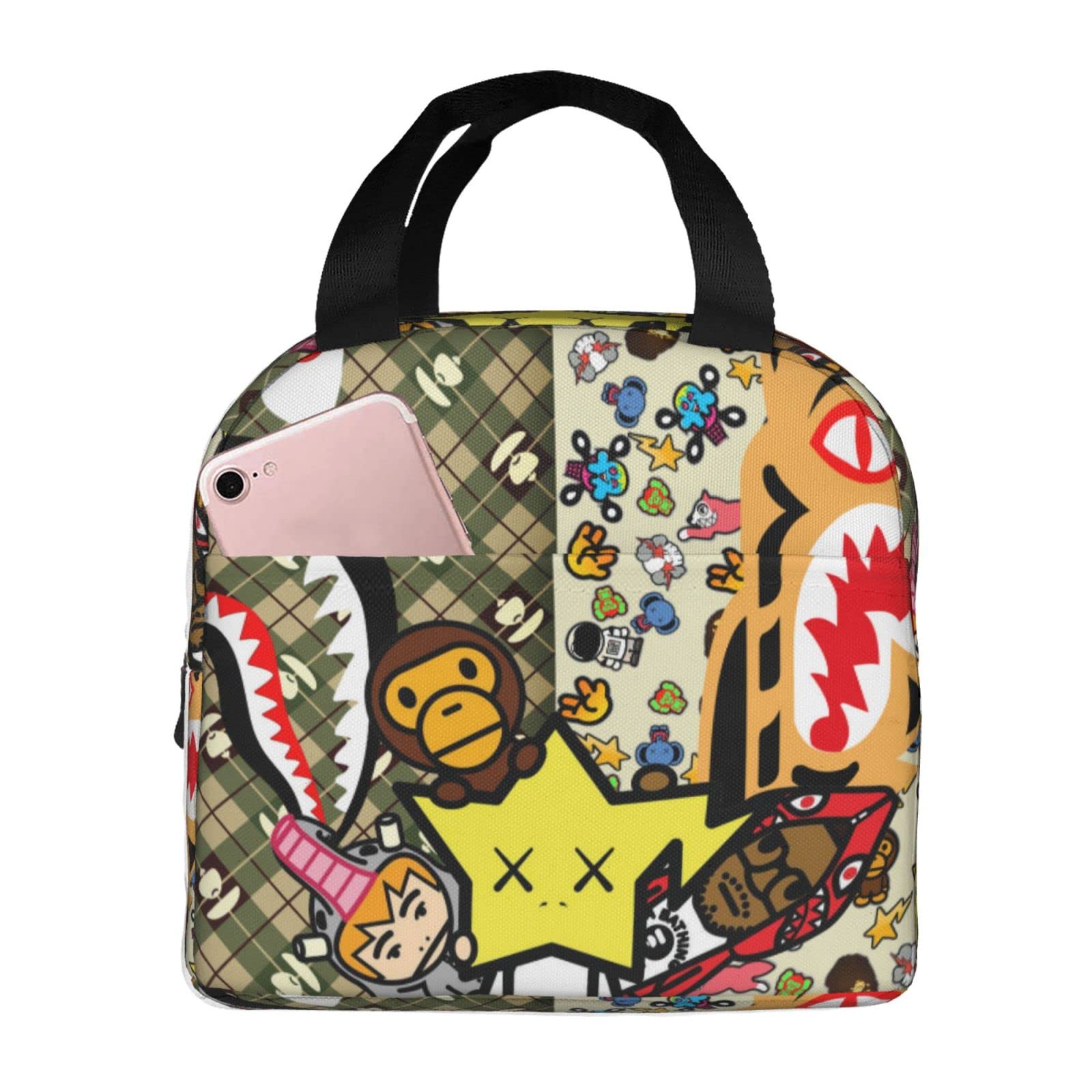 Reusable Camo Lunch Bag, Portable Star Lunch Box for Men Women Teens, Lightweight Portable Tote Bags, Insulated Cooler Tote Bag, for Camping Outdoor Fishing Work