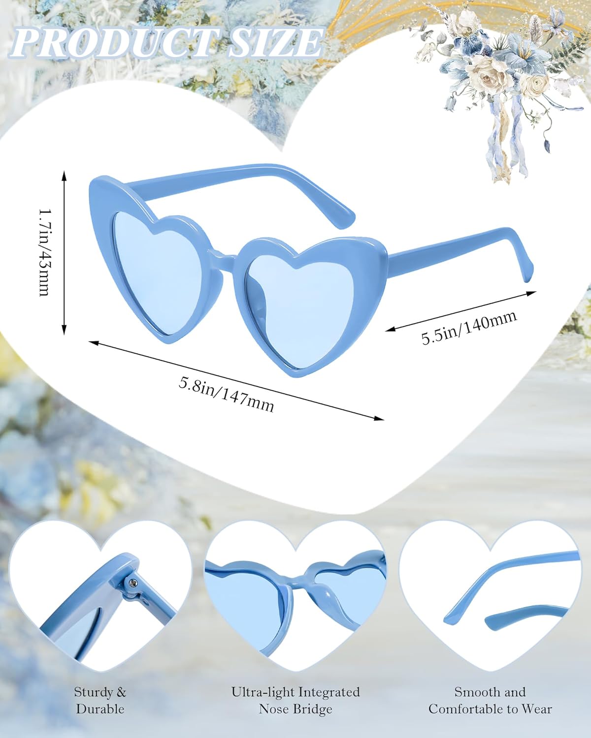 12 Pack Heart Shaped Sunglasses for Women Bachelorette Party Favors Retro Cateye Bridemaid Glasses Bride Shower Gift - Image 6
