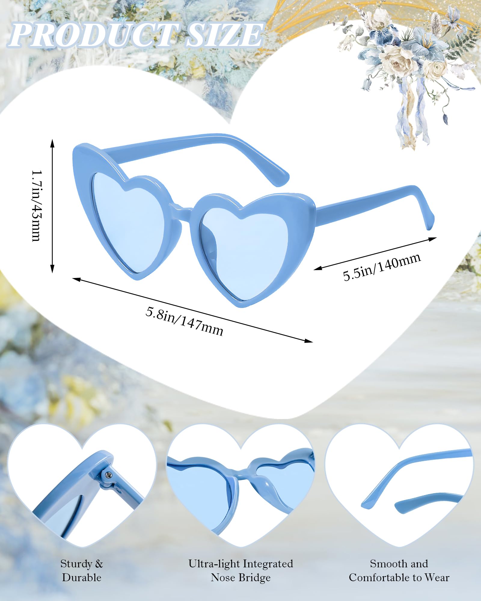Amazon.com: Geopty 12 Pack Colorful Heart Shaped Sunglasses  display picture 2