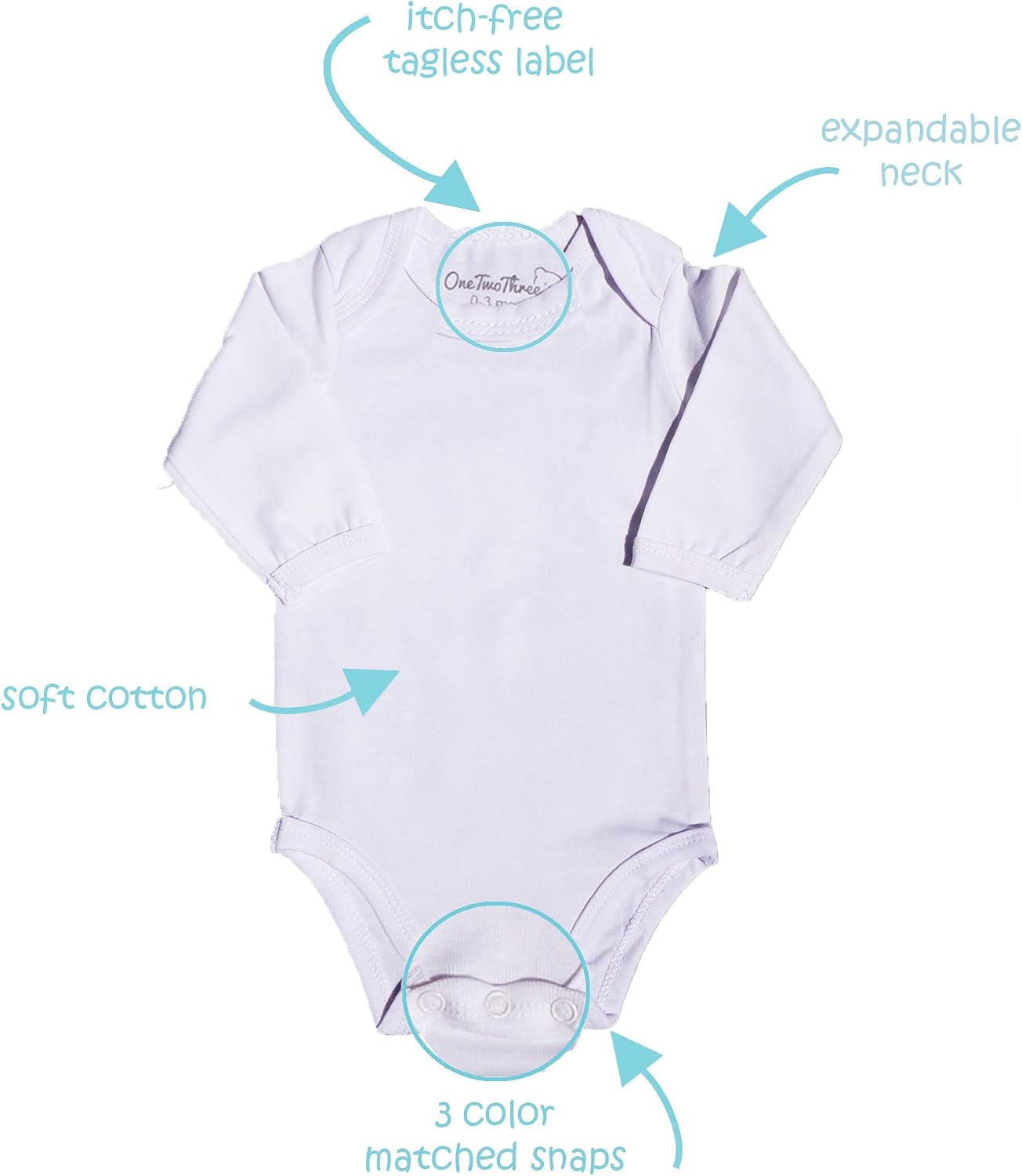 123 Bear 100% Cotton Bodysuits