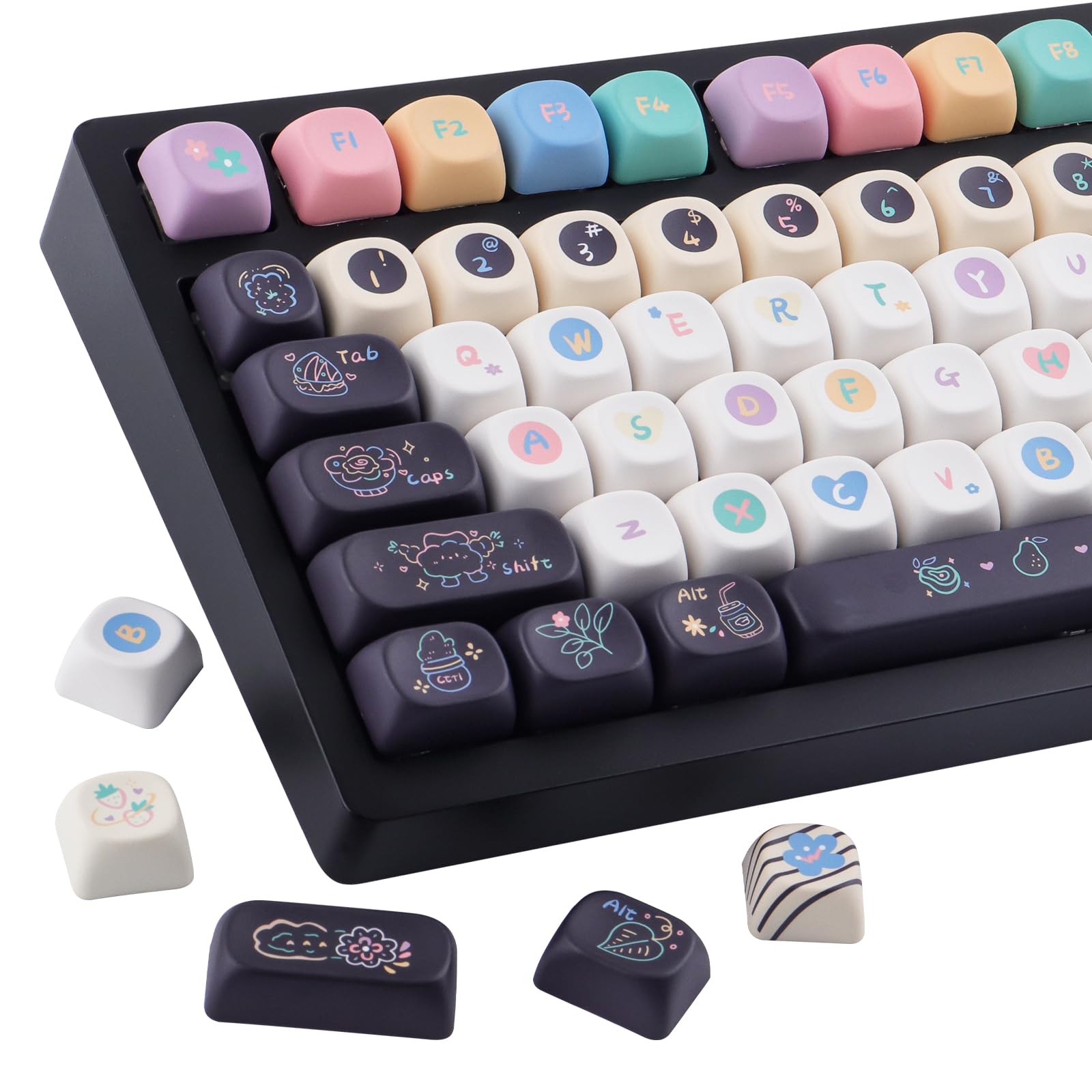 Tsungup MOA Keycaps, PBT Cute Dessert Cheese Muffin Ice Custom Keycap Set | 126 Keys Dye-Sub Key Caps Keyboard Keycap for 60% 65% 75% 80% 100% MX Switches Mechanical Keyboard