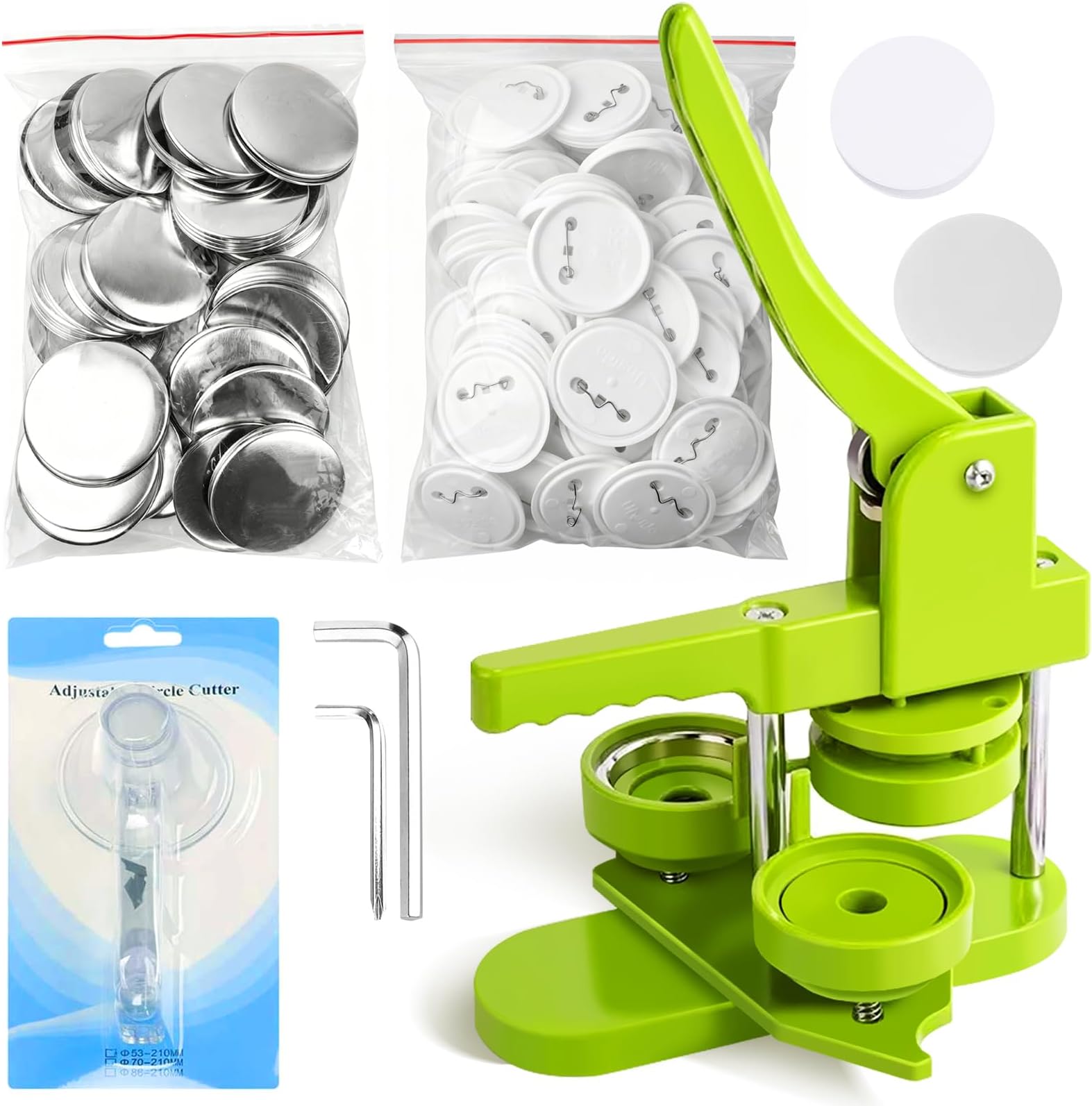 58mm DIY Pin Badge Button Maker Machine Kit with Free 100pcs Parts, Magic Book & Circle Cutter for Kids, Teens & Adults