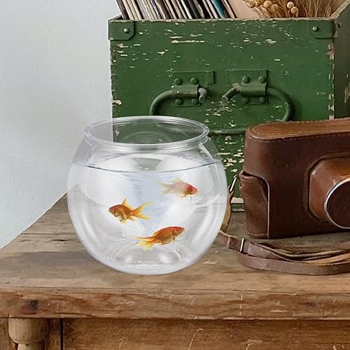 Miniatura 4 de Mipcase Cuenco de pescado de plástico, tanque redondo de peces de colores, pequeño tazón de pescado Betta transparente, cuenco de peces de