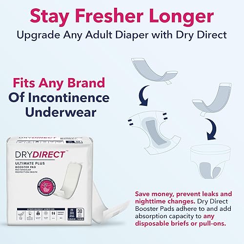 Miniatura 3 de Dry Direct Ultimate Plus - Almohadillas de refuerzo de incontinencia, añade 3 tazas de absorción extra a pañales para adultos, súper suaves, parte