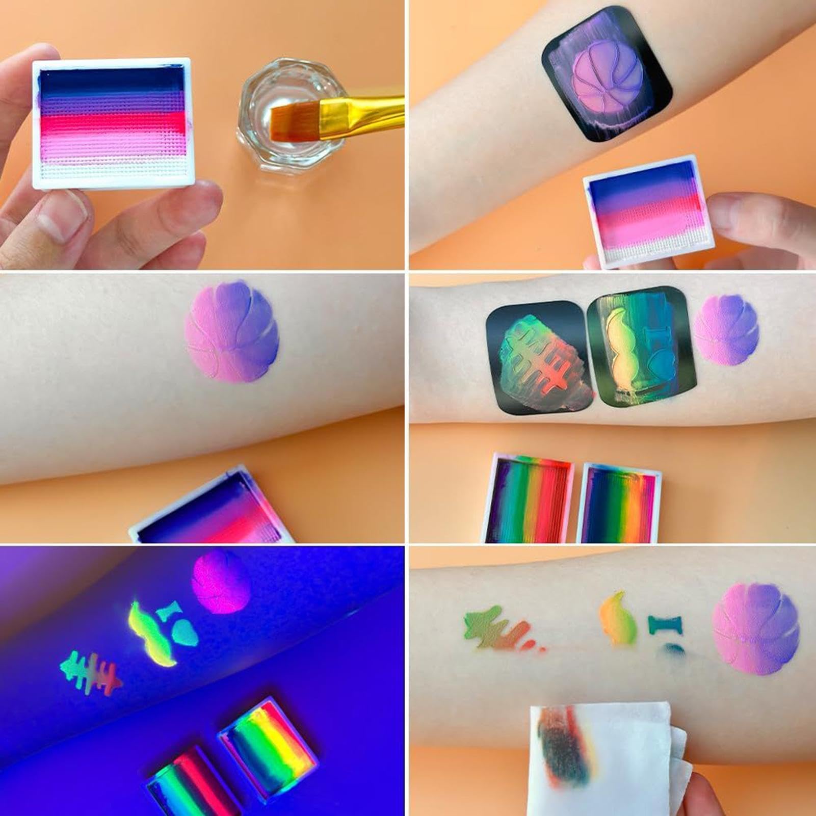 Kit di Pittura per il Viso Pennarelli Trucco Viso A Pennello Con Effetto A | Pittura per il Corpo e la Pelle Per Halloween, Feste Per Bambini, Teatro, Cosplay, Carnevale, Donne