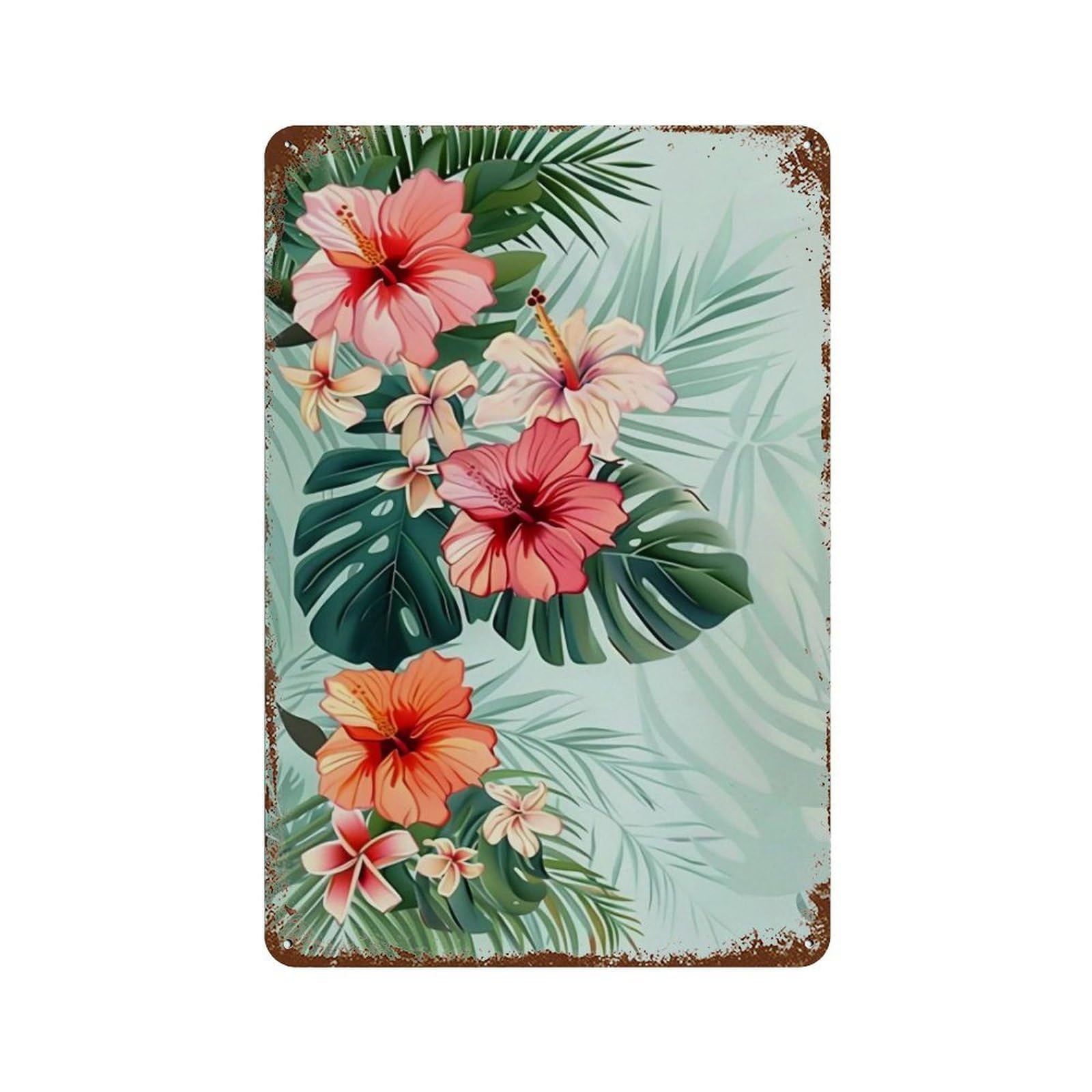WUJHGRSG Pastel Tropical Foliage 01 Wall Art Retro Iron Vintage Metal Tin Sign Poster Modern Decor for Home Cofffee Club Bar Shop Style 30x20cm
