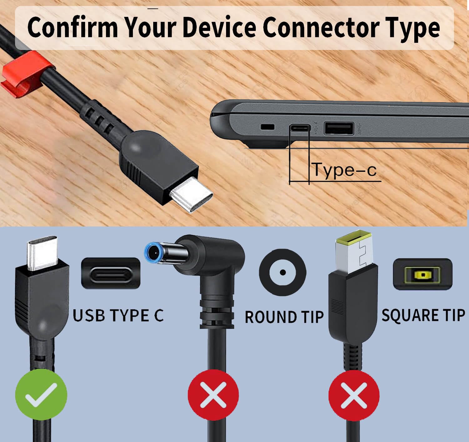New Slim 100W USB C Charger for Lenovo Thinkpad/Yoga/Chromebook, MacBook, HP, ASUS, Acer, MSI, Dell Laptops and Computers - AC Adapter