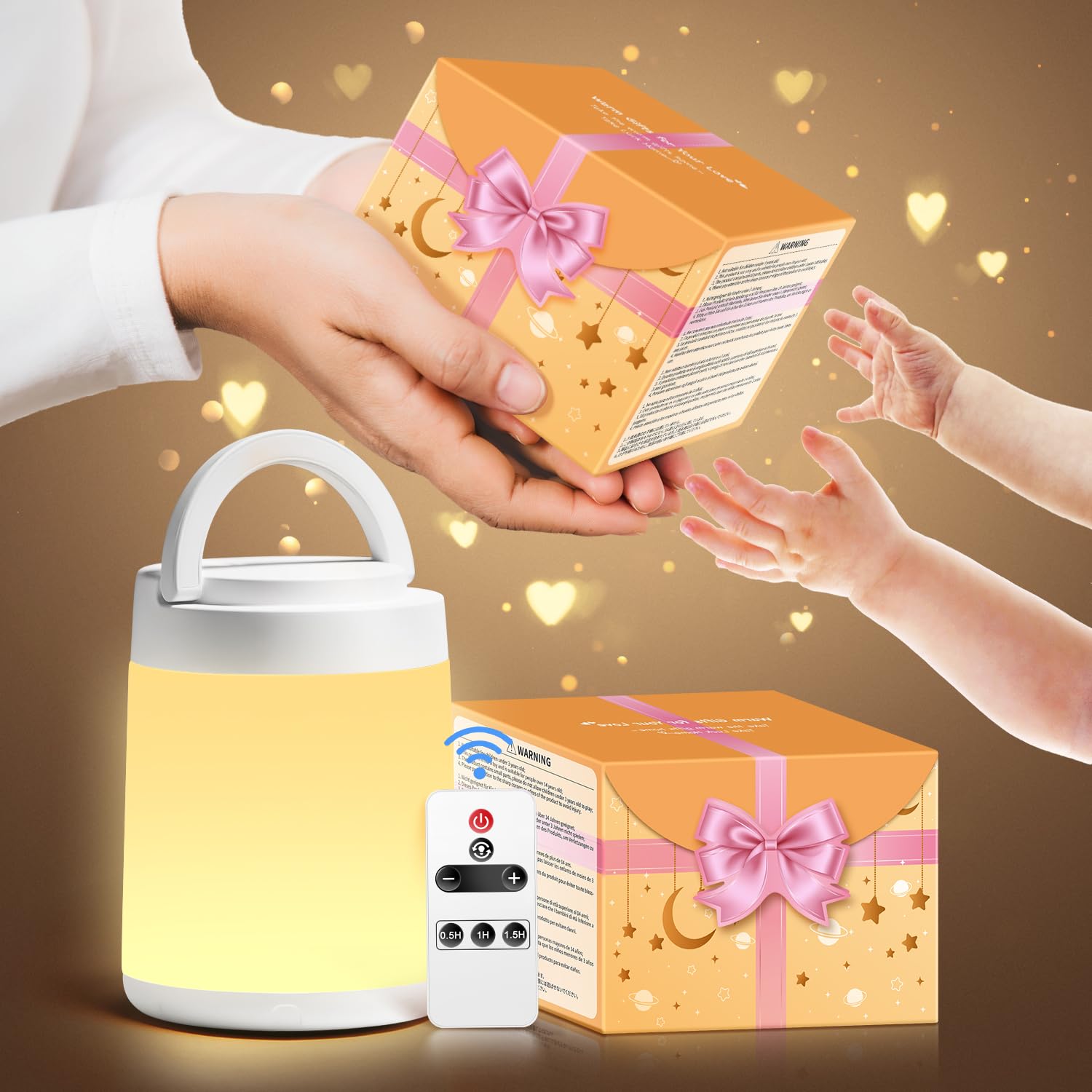 Luce Notturna Bambini Lampada da Comodino, 10 Colori Dimmerabile Lampada Led Ricaricabile, Telecomando+Timer Lampade da Comodino,Lampada Touch Lampada a Batteria Portatile Lampada Senza Fili [Regalo]