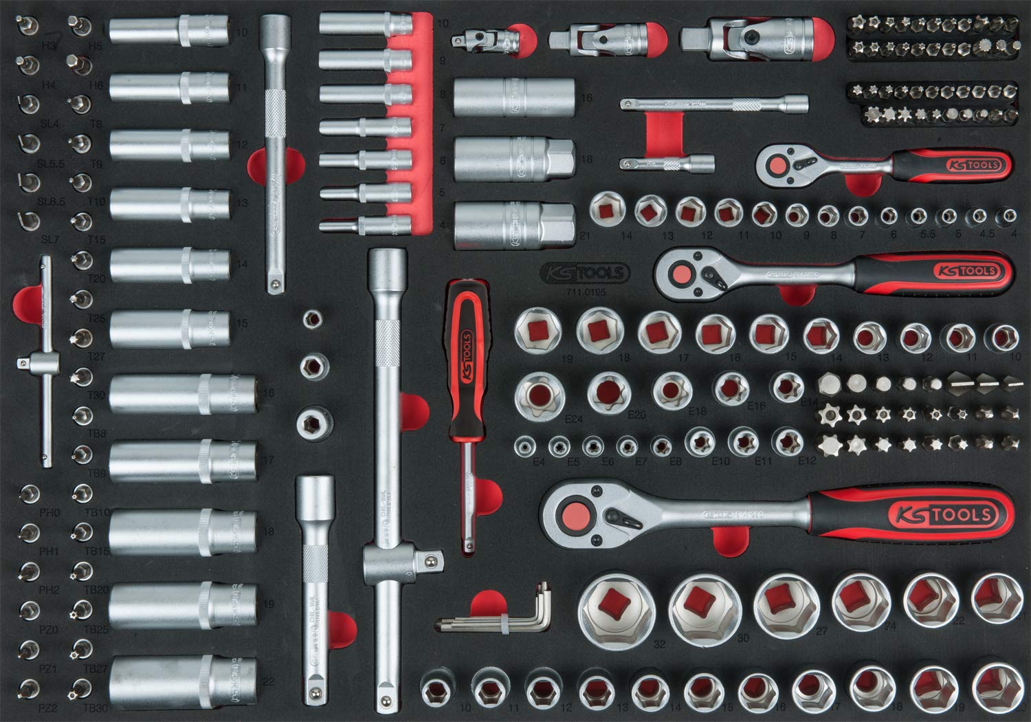 KS Tools 826.7598 Racingline Schwarz/rot Werkstattwagen mit 7 Schubladen und 598 Premium-Werkzeugen