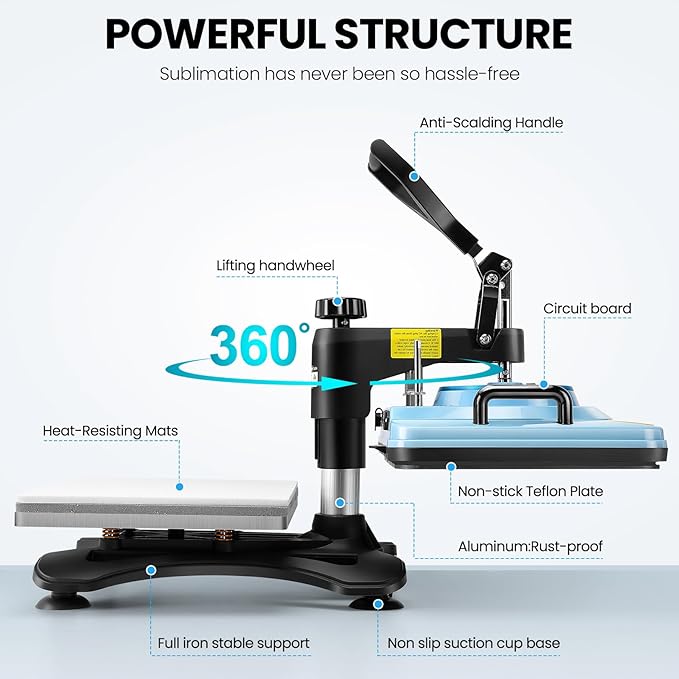 Prensa Térmica AKEYDIY 15"x12" 5 en 1 para Camisetas, Gorras, Tazas miniatura 8