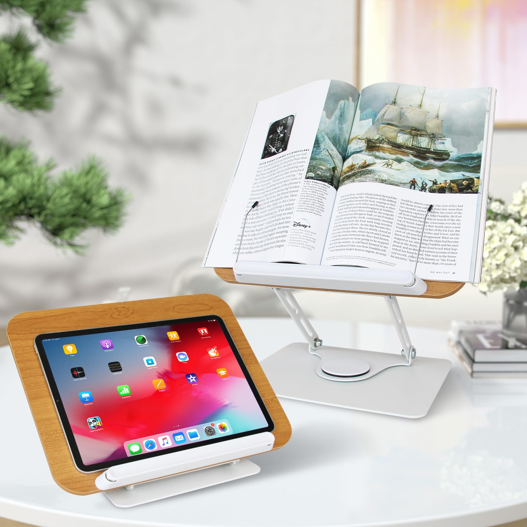 Book Rest MOKURU Adjustable Book Stand – 360° Rotation, Folds Flat ...